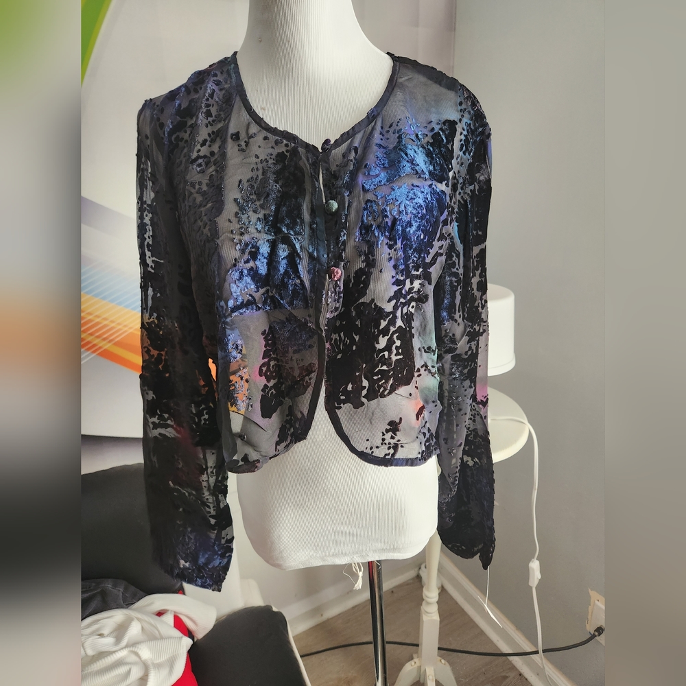 Gorgeous Lily Sheer Top, black with diff designs. NEW